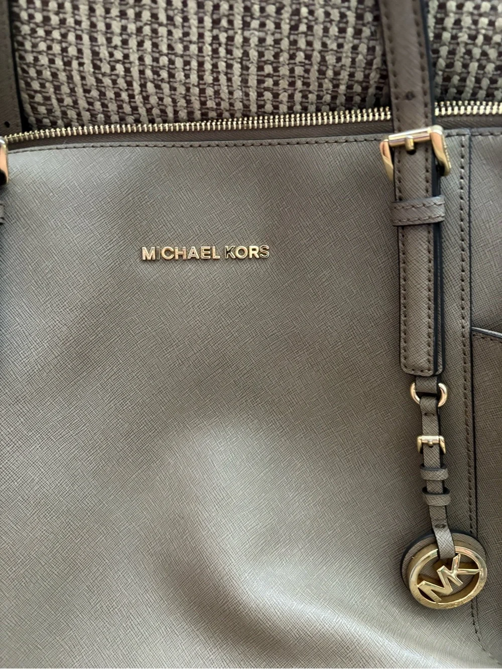Michael Kors Taupe Saffiano Leather Tote Bag Like New!